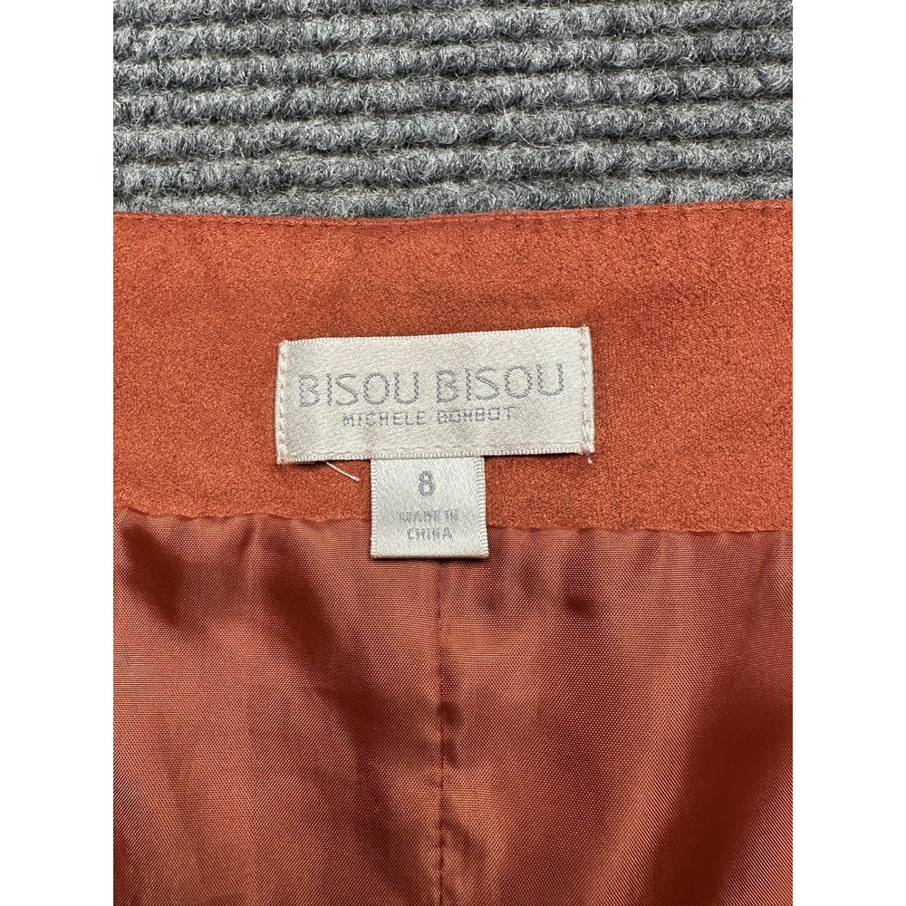Bisou Bisou Skirt Womens 8 Orange Faux Suede Studded Asymmetrical Hem Lined Zip - Picture 4 of 8